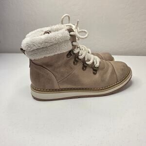 Cat & Jack Rayne Tan Zipper Slip On Faux Fur Boots Size 3